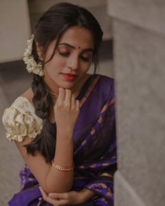 Bhavani Sre Instagram - Saree: @thepallushop
Photography: @kanmaniphotography
Make-up: @suganthi.themua
Hair: @zuci.hairnmakeup
Stylist: @style.with.kr
Jewellery: @rimliboutique
Blouse: @talesofthayal