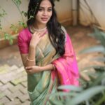 Bhavani Sre Instagram - Saree: @thepallushop Photography: @kanmaniphotography Make-up: @suganthi.themua Hair: @zuci.hairnmakeup Stylist: @style.with.kr Jewellery: @rimliboutique Blouse: @talesofthayal