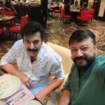 Jayaram Instagram – Bumping into our own @mammootty in Hyderabad for telugu movie shoots ❤️