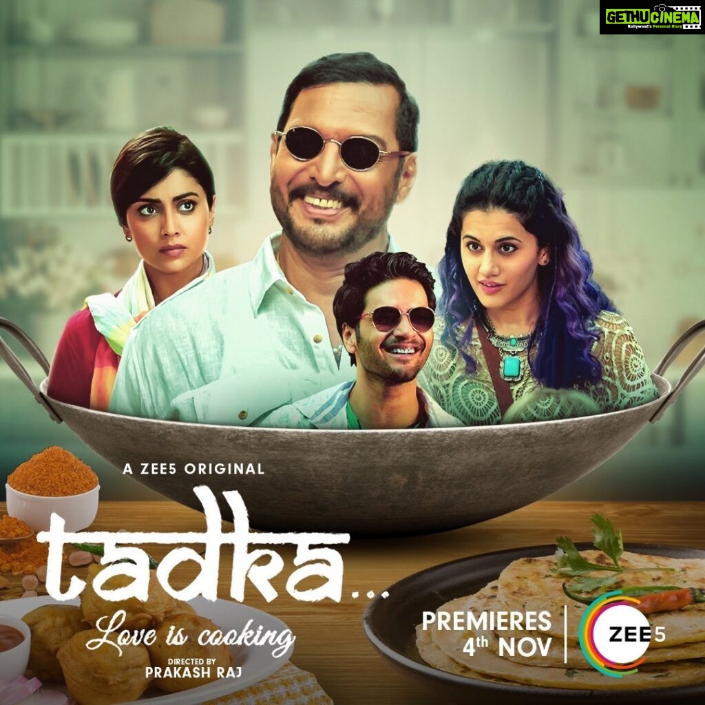 Prakash Raj Instagram - A breezy film .. love.. life n laughter .. . a slice of life cooked n served for you… hope you enjoy #Tadka #PyaarKaTadka #TadkaOnZEE5 from tomorrow 4th November. @nana.patekar @ali.fazal9 @shriya_saran1109 @zee5global @ZEE5Studios @zee5