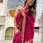 Soundariya Nanjundan Instagram - I Find Peace In The Rain ☔️ . Saree - @tamairafashion . #chennairains #sareelove . #soundariyananjundan #soundariya #nanjundan #soundarya #soundaryananjundan Rain Rain Rain
