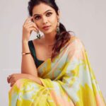 Tanvi Ram Instagram - I am all about the yellow today💛 Photographer - @arun_payyadimeethal Stylist - @amritha_lakshmi___ Saree : @saltstudio Blouse : @corbonbespoke Jewellery :@dehab_bridals