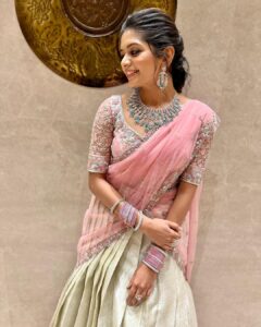 Aditi Shankar Instagram - Viruman audio launch✨

Styled by: @dr.vinothinipandian ♥️
Outfit: @nirali_design_house 💯
Jewellery: @jcsjewelcreations ✨
 makeup: @vishalcharanmakeuphair 🔥
Hair: @hairbyradhika ⚡️