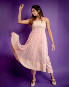 Aditi Shankar Instagram - Pastel dream ✨

#viruman promotions

Styled by: @dr.vinothinipandian
Photographed by:  @kiransaphotography 
Outfit👗: @bandananarulaofficial
MUAH💄: @pinkylohar 
Jewellery💎: @JCSjewelcreations