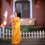 Amrutha Nair Instagram - 🧡🧡 Saree @brand_nithara_ MUA @blushingtone_beauty_salon Pic @syam_muralee_photography Accessories @storybox.jewels Thiruvananthapuram, Kerala, India