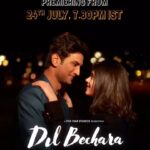 Arushi Sharma Instagram - Ek aakhri baar, hum sab ko hasane aur rulane - Sushant Singh Rajput. Lets pray for him while watching his last film together. My good wishes & love to Mukesh sir @castingchhabra for his first film on which he has worked with all his heart and soul. All the best to my beautiful friend @sanjanasanghi96 who is the strongest & kindest girl I know. I'm sure you all will love her. 🤞🏻Praying for the best. ☮️