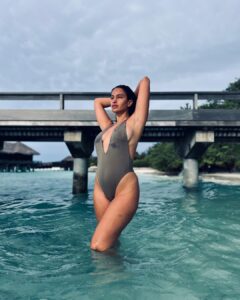 Elena Roxana Maria Fernandes Instagram - Always a poser! ❤️ . . . 👙 @aerin_swim @sheratonmaldives #always #poser #sun #sheratonmaldives #summervibes #summer #swim #swimsuit #leisure #travel #traveldiaries #shoot #maldives #visitmaldives #hotbod #hotness #slay #sexy #bodypositivity #natural #body #skin #island #heat #sea #ootd #outfitoftheday Sheraton Maldives Full Moon Resort & Spa