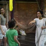 Isha Sharvani Instagram - It has been really special having Luca present for over a week while we have remounted SARI. He and our dog snowy have brought such love, playfulness and tenderness into the studio. He was curious and involved through about 7 hours a day of rehearsal each day, beaming, spontaneously playing or dancing as he felt it. He has realised the physical stamina and rigour involved in a dancers life, and his response has been to pamper me with daily foot massage. He says his hands will heal me, I think his love and presence already has. Feeling blessed to be a member of a family run company which allows to process to happen. ❤️♾️❤️ . 📸 @adarsh.prathap 🙏🏾 #ishasharvani #luca #motherson #thirdgeneration #dance