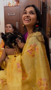 M.M. Manasi Instagram - Day 4 
Yellow

What an absolutely lovely day with friends and family❤️
Did you see them all in yellow !!!!!!
Didn’t I tell you that I am going to be celebrating Colours of Navaratri with all my friends and family!? How cool is my family!!!

Also.. absolutely loving this amazing audio series by my @monisshamm bachha 🧡🧡

#Day4 #yellow #ColoursOfNavaratri #reels #reelitfeelit #sarees #sareestagram #sareesofinstagram #family #friends #friendsthatarefamily #festivals #celebration #golu #kuttypattaalam #babysarah #babyrakshan #matchukutta #lakshitthangam #swara