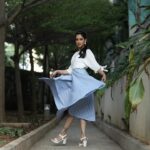Neetha Ashok Instagram - 👗 An outfit I can picture wearing a million different ways. So classic, so retro & yet so modern. Photography by @nitinpatte @aritra.ghosal.moments @moodarrest Wearing - @arulaa_by_rashmianooprao Mua @alyna_makeovers