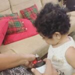 Neetha Ashok Instagram - Getting inspired by this 1 year old, can we be more responsible as citizens please? NOTE: supervise them until the hand sanitiser is dry and make sure they do not lick their hands immediately afterwards!! **** #StaySanitised #StayIndoors #neechikkimissesyou Kota, India