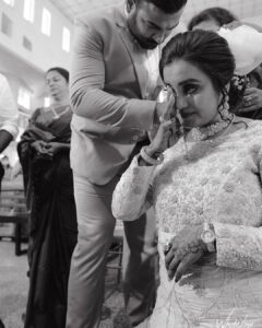 Roshna Ann Roy Instagram - When you have waited forever for this moment, happy tears are bound to happen! .
Shot by: @sainu_whiteline
@_whitelinephotography_

❤️ @kichutellus ❤️

Blessed moment !!!!!!

 #wedding #happiness #happy2020 #grateful #thankyougod  #manifestations #blessed #28.11.20