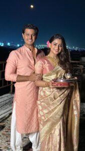 Aishwarya Sharma Bhatt Instagram - Karwa chauth becomes even more special when we are fasting together, doing things for each other, stay strong together and become each other’s strength ❤️ love you bubu 😘❤️🤗 #firstkarwachauth #karwachauth2022 #neilkiaish #couplegoals #staysafe #stayhappy