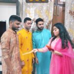 Aishwarya Sharma Bhatt Instagram - #rakshabandhan Finally I am 🏡 @pranjal.sharma312 @manassharma17 @aryanshhhhh Wearing @ambraee_ Styling @styling.your.soul #instatrending #instareels #reelitfeelit #rakshabandhan2022