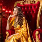 Anjum Fakih Instagram - NAVRATRI:- DAY 4 featuring @nzoomfakih as the Modern Indian Goddess where she represents the color YELLOW 💛 . Shoot Concept & Designed By:- @nehaadhvikmahajan @bridalsbynam . 💄MUA , Hair & Styling :- @nehaadhvikmahajan . 📸:- @luvisrrani . 🥻Saree :- @kankatala_ . 💍Jewelery :- @pooja_diamond . Makeup :- @maybelline . Managed By :- @allboutcommunication . #anjoomfakih #srishti #kundalibhagya #makeup #ootd #nehaadhvikmahajan #makeupbyme💄 #nammakeovers #bride #to #be #bridal #look #bridalmakeupartist #destinationweddingmakeupartist #weddingmakeup #hair #hairstyling #nammakeovers #bollywood #television #makeupartist #mumbai #traveller #all #over #the #globe
