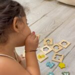 Ankita Bhargava Patel Instagram - Got this lovely wooden montessori material from @toyroomtoys ! I had bought this months ago! She loves doing this shape match puzzle! #rabbdimehr