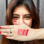 Arishfa Khan Instagram - Most of you guessed it right! Mishy Me Cosmetics Matte Liquid Lipstick is my next product in 6 different shades. And here is a swatch of the shades for you. Don’t you want to know the name of these shades or how will I look when I wear ‘em? Revealing at 4 pm today ❤️ @mishymecosmetics