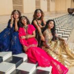 Gurbani Judge Instagram - Udaipur with my girlz! ____________________________________ It was literally 4500 🔥 degrees and I don’t know how we didn’t collectively melt into these steps 😂🤣😅😓 __________________________________ Edit: Also if you zoom in close enough you’ll see what was at the start of this shoot a beautiful flower from the Champa tree near us but that had wilted away in seconds because of the aforementioned heat.. which is why it also looks like a soiled tissue.. or what I saw at first glance - a tiny wittle creature trying to escape from Kirti’s hand 😂🤣 I blame the heat for this, I was dangerously dehydrated that day. ____________________________________________ @sayanigupta @iamkirtikulhari @maanvigagroo _____________________________________________ My sunshine gold outfit by @amitaggarwalofficial Styled by @aasthasharma + @reannmoradian FOUR MORE SHOTS PLS SZN II only on @primevideoin :) @4moreshotspls #thestepsthestepsthestepswereonFiyaaaaaa #udaipurbroughttheheat #wetriedtomatchit #singed #4msp #oberoiudaivilas #🔥 The Oberoi Udaivilas