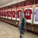 Madhurima Roy Instagram - Live from Anfield❤️ .. A day I dreamt of, joked with my friends, about being there someday, right there with my favourite team playing, soaking in that atmosphere, the dressing room, everything about it, was so magical. I still can’t believe I made it here. This is Anfield, and “You’ll never walk alone” A match to be witnessed live slowly but surely 🤞 Bucket list. Check ✅ Continuing to dream 💭 ❤️ .. #ynwa #liverpoolfc #fangirling Anfield, Liverpool