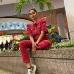 Ridheema Tiwari Instagram - When a tree grows out of me 🤪 Wearing : @athenalifestyle.in #airportlook #coordset #ridhiematiwari Terminal 2 Chatrapati Shivaji Terminal Mumbai