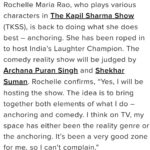 Rochelle Rao Instagram – I’m so so excited to share that I will be  hosting India’s Laughter Champion on @sonytvofficial every Saturday & Sunday at 9.30pm. With super fun judges @shekhusuman & @archanapuransingh and an amazing lot of talent from accross the country. So please watch & sit back & laugh till you are rolling on the floor! Looking forward to all the love and support from my insta-fam & so grateful for all the love you always show me! I wouldn’t be here today if it wasn’t for you all… ❣️❣️❣️

This beautiful shot by @priyankknandwana
Makeup by @gchakravarthymakeup Hair by @makeup_by_shradha
Edit by @yngtj 

#rochelle #rochellerao #rochelleonilc #comedy #indiaslaughterchampion #kero