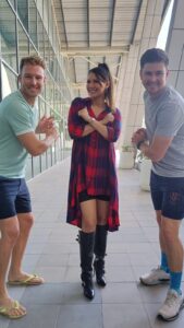 Rochelle Rao Instagram - @davidmillersa12 and the @samparmyfranchise know how to dance those nerves away! @gousie08 @obuspienaar_24 really have some moves! Let’s go win this @rickpatel20 @madhukarshree @t10league 
#davidmiller #morrisvillesamparmy #samparmyfranchise #andriesgous #obuspienaar #abudhabit10league #lotteryontkss #lotteryreelchallenge