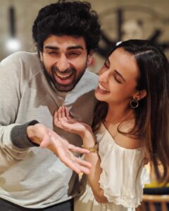 Sanaya Irani Instagram - Happy birthday my dependable friend @iakshaydogra. There is soo much I want to say to you but you know me and words🙄. Thank you for always being there, literally just a phone call away. I have said this so many times but I will say it again, you are just so kind Akshu and I just have all this love in my heart for you that I’m not very good at expressing(except for the occasional pats and rubs 😉).I feel so lucky to have u in my life. Here’s wishing that all your simple and beautiful dreams come true, and that you achieve all that u want in life . Happy birthday my fellow Virgo, my gentle giant, I love you forever 😘😘💓💓. 
P.S. Now let’s take some candids where I am feeding u cake 🥳🥳.