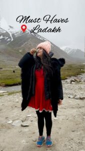 Shenaz Treasurywala Instagram - What place is drier than your ex? Ladakh is a cold desert lying in the Himalayas. Everything gets dry here. So come prepared! Oxygen is thin, altitude sickness is common. Garlic is an essential here. Garlic soup, garlic water, garlic in your food. Make sure you're here on your honeymoon, Ladakh will be the true test of your marriage ;) Jokes aside, what else would you take to Ladakh?? Red dress: @kaprapanbyanaitashah #ladakh #leh #travelromancesmiles #solotraveler