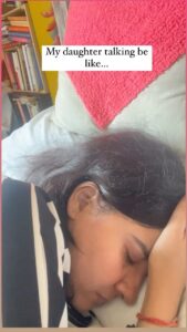 Shruti Seth Instagram - My daughter never stops talking…. 
(I’m guessing she got that from me) 

Relatable???? 

#motherhood #momlife #reels #trending #trendingreels #shruphotodiary