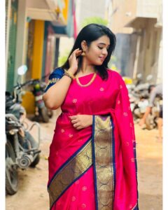 Srinisha Jayaseelan Instagram - இனிய தீபாவளி திருநாள் நல்வாழ்த்துக்கள்💜❤️
Wearing amma’s 25years old pattu saree😍💜❤️
📸: @snaps_by_madhu 😘