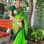 Sujitha Instagram – 💚🍀💚
Just like me #photooftheday 
Beautiful green saree and blouse 
🤗 @nakshatraa.trends