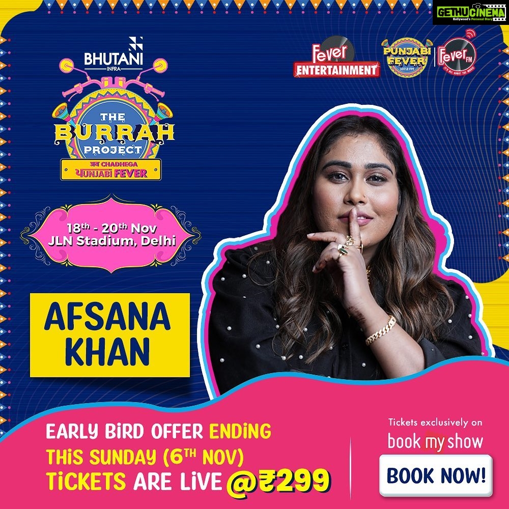 Afsana Khan Instagram - Dilliwalo, Early bird tickets are ending soon, Book your tickets now on BookMyShow. #BYOB #Burrah #Punjabifever Link to be put on story: https://bit.ly/3frw3tu @punjabifeverofficial Chandigarh, India