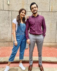 Akhil Akkineni Instagram - What a feeling to get back to work finally ! Life moves on and it feels great. 

Ps: I promise we are the only ones without a mask on otherwise you wouldn’t recognise us in the film 🤗  #MostEligibleBachelor  @hegdepooja