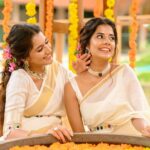 Akshaya Udayakumar Instagram - Happy onam✨ With @pooj_a_s_ Shot : @karthiknair95 Production : @candidstoriesbykarthik Lighting and assistance : @dileepraj.drc , @_naveenprakash Costume : @swaraahdesigns | @swathi_sukumar isukum Make-up : @anjalisnair_makeup Decor : @golden_wedding_company | @golden_gireesh Jewelry : @akshayagold_palakkad Location : @udayaayurveda Thanks to : @___darsan___ , @frames.by.hari @samsibinofficial 🤗 Udaya Ayurveda Resort