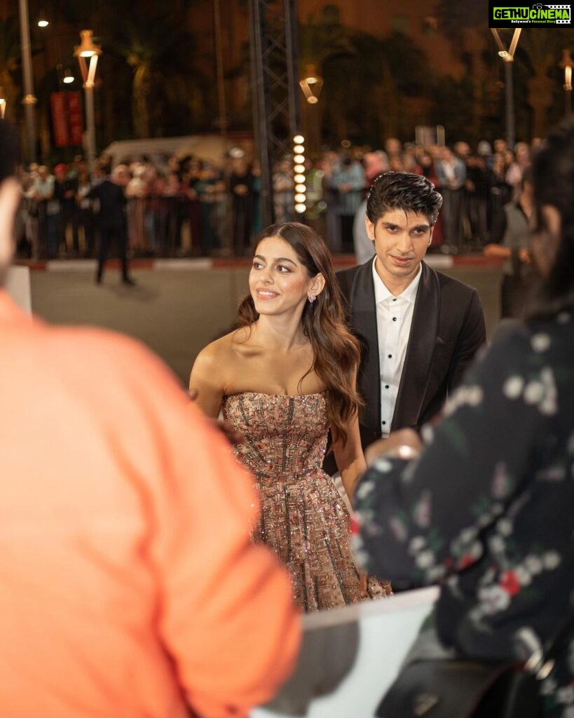 Alaya F Instagram - Lots and lots of gratitude and joy!!🥰 here are some moments from the World Premiere of our film Almost Pyaar with DJ Mohobbat at the @marrakechfilmfestival 🥰 @anuragkashyap10 @itskaranmehta Thank you for capturing these moments @marrakechphotographe Outfit by @monishajaising , styled by @tanghavri , make up by @phophiemathiasmakeup , hair by @hairpalacio