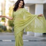 Alya Manasa Instagram - Most beautiful saree I have ever wored @kanmani_fashion_world thanks much for the superb Color & fabric @kanmani_fashion_world 🤩🤩🤩🤩🤩