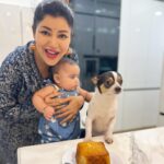 Debina Bonnerjee Instagram - Happy bday to my forever little boy #pablo . @mr.pablochoudhary . While we are busy clicking pictures something is transpiring between these 2. Lianna is holding Pablo’s back in her fist…. And he doesn’t know how to react. To pose or to complain or to feel the pain. . It was a day of realising that he understands and reacts like a human when it comes to his little sister @lianna_choudhary . #happybirthday #lianna