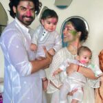 Debina Bonnerjee Instagram - Hamara wala happy holi . . . . . #happyholi #firstholi @guruchoudhary @lianna_choudhary @divishaadiva