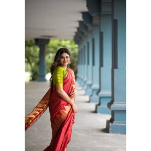 Indhuja Ravichandran Instagram - Saree is the perfect way of proudly flaunting who I am without having to say it.
Shot By @pk_views
Earings are visible  @chennai.allcollections