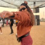 Krystle D'Souza Instagram - Ready to spread my wings and fly away 🦅 . . #musicfestival #sunset #magfields2022 #magneticfields #magneticfields2022 #yourstotake #musicfestivaloutfit #dessert @magneticfieldsfestival @budweiserindia Alsisar, Rajasthan, India