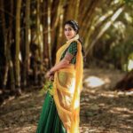 Megha Mathew Instagram - 📷 @v2n.photography 👗 @the_drape_studio 💄 @remyamakeupartisty #vishu #kerala🌴 #keralagodsowncountry #festival #happiness #halfsaree #traditionalwear #keralatourism #keralagram