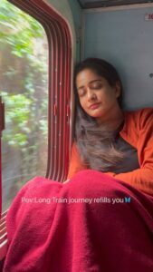 Megha Mathew Instagram - POv : Long train journey refills you🦋

@megha_mathew_ 
@solo_travel_girlzz 

#train #trainphotography #life #trending #trendingreels #feelings #refresh