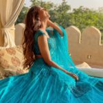 Mukti Mohan Instagram - Jasmine waiting for her magic carpet not Aladdin 💙🧞‍♂️ At MihirGarh, Perched magnificently on a sand mound at the edge of the desert for the first time @house_of_rohet Wearing @aishwaryatyagiofficial Jewellery @minerali_store @thenehagoel Clicked by my magic wand🪄 @mohanshakti Thank you @nihaarpandya @kmohan12 and specially @avirohet for everything✨