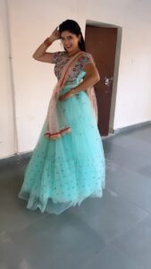 Pallavi Gowda Instagram - Outfit : @kowshiki_couture 
#TrendingReels #LehengaCholi #Gandhari #KeerthySuresh