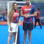 Rakhi Sawant Instagram - Fun times with @rakhisawant2511 getting some professional padel lessons @danubesportsworld adding her own fun charm. #lighternote #allfunandplay #danubesportsworld #bollywoodindubai