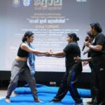 Rima Kallingal Instagram - Tried some self defence techniques with these brilliant police officers as part of an awareness camp hosted by the the Police Department at Christ college, Irinjalakuda. Let’s teach our girls self defence along with teaching our boys that aggression and violence is never the answer to anything.