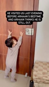 Sameera Sherief Instagram - I’ve come to my mom/sister’s home. N this is how Arhaan started calling his DADDA as soon as he woke up. As the last thing that he did before his night routine was play n spend some quality time with his dad. It was worth capturing and sharing with you all. Love u @syedanwar____