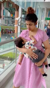 Sameera Sherief Instagram - Nursing our little one anywhere & everywhere with at most style, comfort & mainly the privacy. These dresses from @wearemeerabharadwaj allow me to do all these. Also I’m unstoppable. Life is much more beautiful after baby. Get your hands on this collection SSXMB as it’s limited addition. Don’t forget to use coupon code SAMEERA10 for 10% discount. #SSXMB