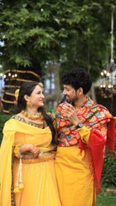 Sheen Dass Instagram - Haldi 🌻
Welcome to the bright side of our life .. 🧿♾️
💃🏻🕺
.
.
Thank you @lamourroseofficial 
for designing this gorgeous haldi lengha . 
I have paired it with real flower jewellery. And I totally love my look 💛

#rosheen #haldi #srinagar #wedding #destinationwedding #sheendass #explore #reelsinstagram #newbeginnings #blessed #happy #friends #viral #haldiceremony #love #outfit #couple #fun #yellow #lengha