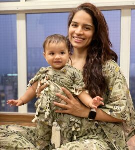 Shikha Singh Instagram - Oh she’s such a drama queen & im loving it, along with these super comfortable kaftan pyjama sets of ours from @little_dreams_india. 

Haye Ram Twinning ka hai zamana 🤪❤️ Thanks 🤩